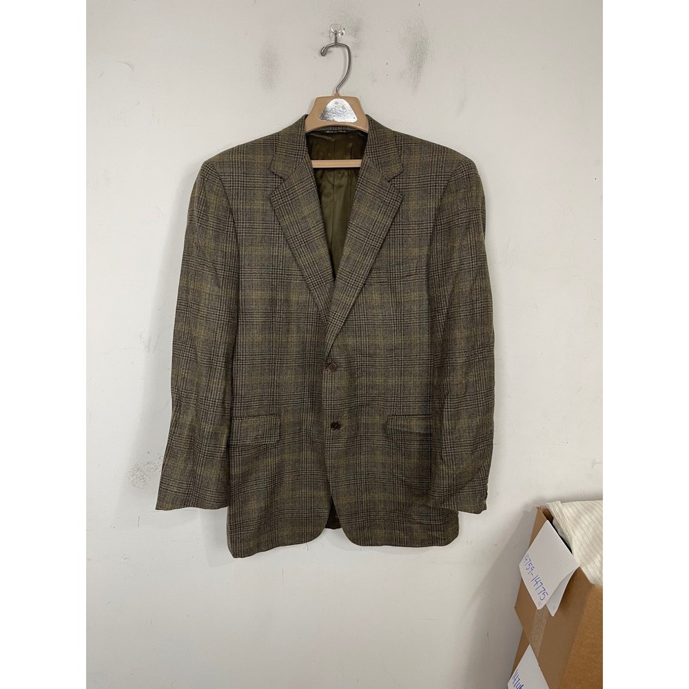Canali Mens 50R‎ Brown Glen Plaid Wool Blazer Sport Coat Made in Italy 2 Button